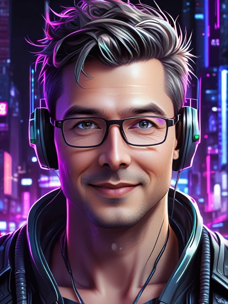 Free AI Headshot Generator for Professional Headshots and Profiles Pictures. cyberpunk style of {prompt} , vibes, vibrant,Neon lights, stunningly beautiful, crisp, detailed, sleek, ultramodern, highlights,  shadows, high contrast, cinematic, ultra detailed, intricate, professional