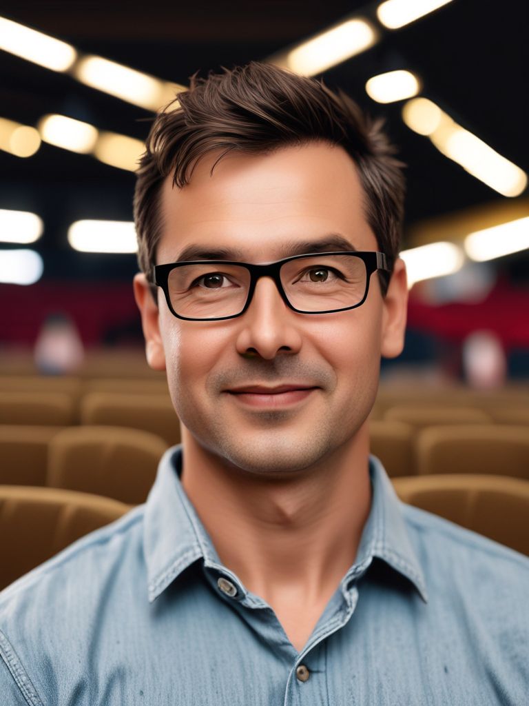 Free AI Headshot Generator for Professional Headshots and Profiles Pictures. headshot of {prompt}, Leisure Informal clothing, in a Theater background,Theater background, Half-body digital photo , realistic, highly detailed, photorealistic, 8k, looking towards the camera